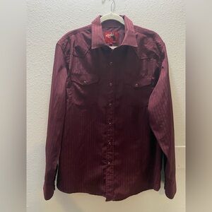 Rodeo Clothing Co Men's Burgundy Western Snap Button Shirt Work‎ Cowboy Size XL